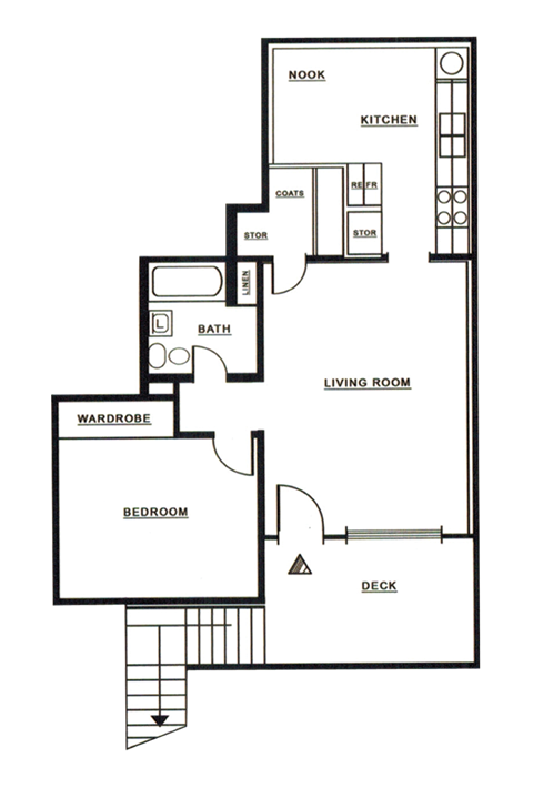 Two Bedroom Floor Plan l Reseda Village Green Apartments in Reseda, CA